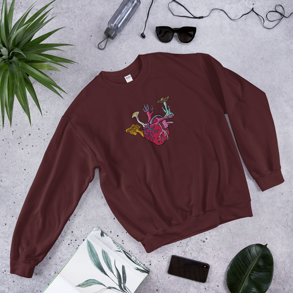Mushroom Love Crew-Sweatshirt - Pickled Ink Clothing