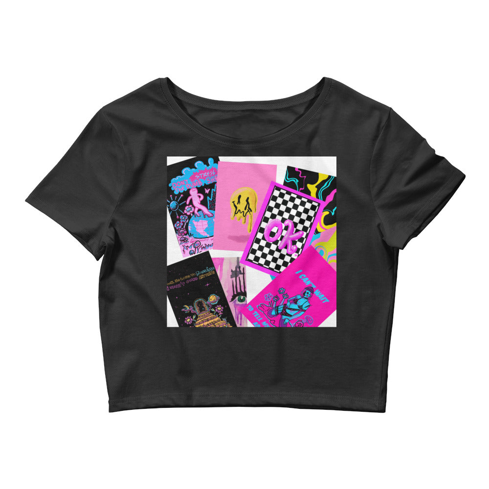 Trippy Crop Top Collage | Women’s Crop Tee - Pickled Ink Clothing